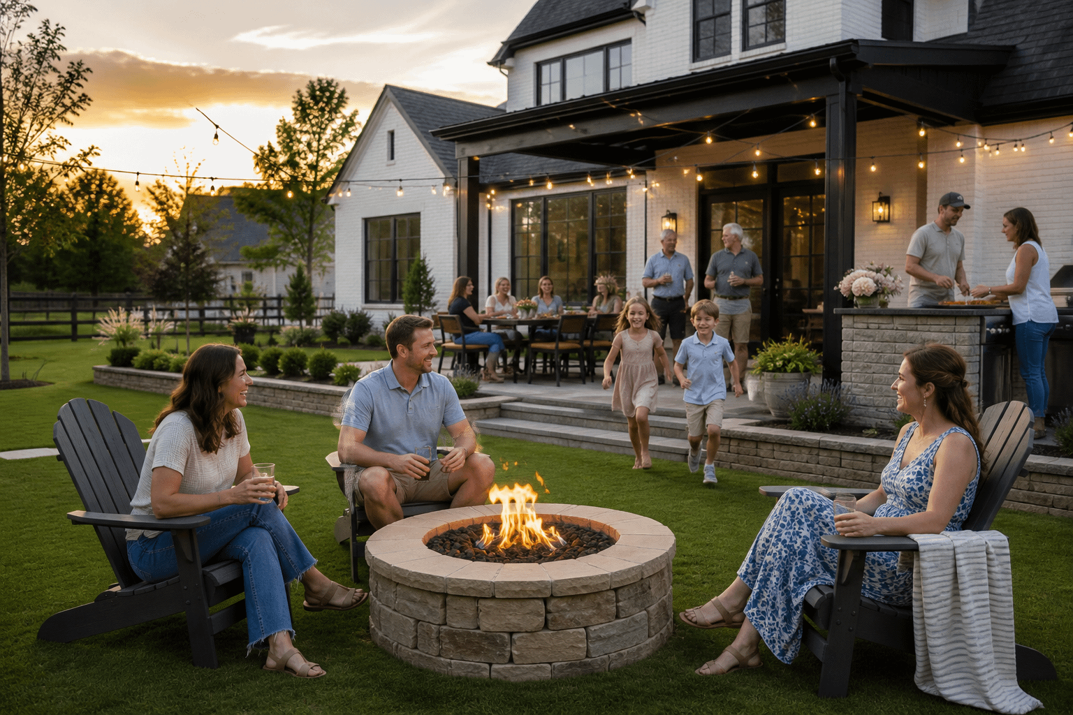 Conceptual backyard gathering space at an Iron Hills home